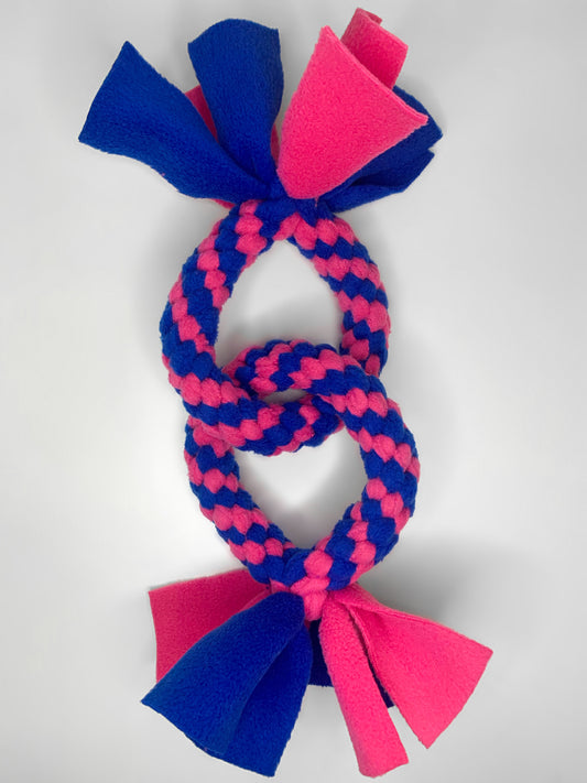 Small Double Circle Tug - Pink and Blue - CanineCraftsUK