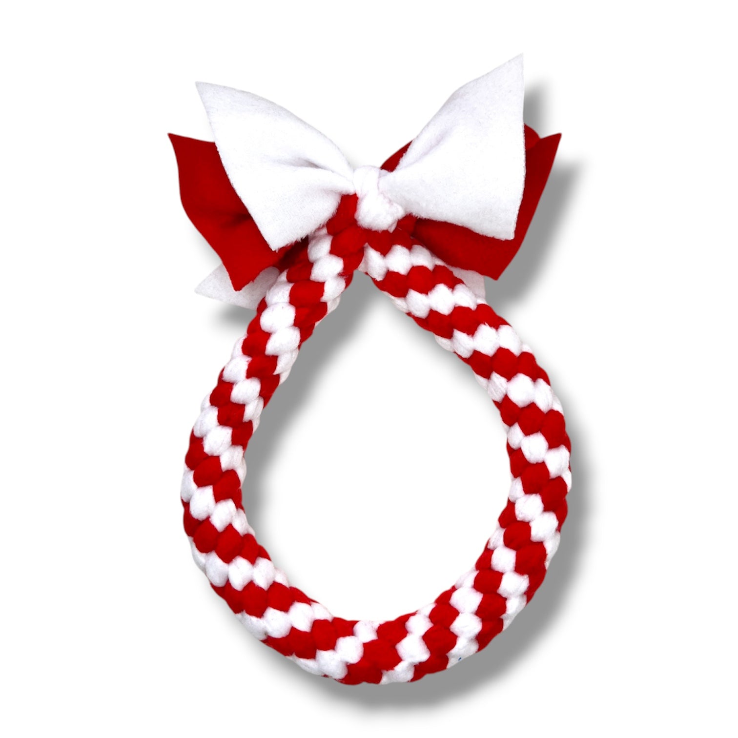 candy cane coloured dog toy